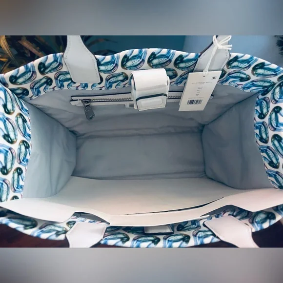 Tory Burch NWT Blue Swan Printed Ella Tote - Picture 7 of 13